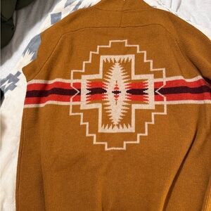 Pendleton Tan and Red Geometric long duster